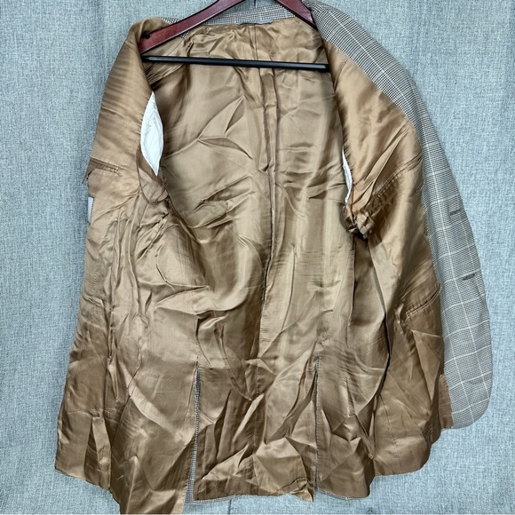 Canali Silk Wool Houndstooth Windowpane Brown Dual Vent Blazer Jacket 52 IT 42R - Picture 6 of 16